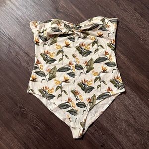 F21 Tropical Strapless Bodysuit